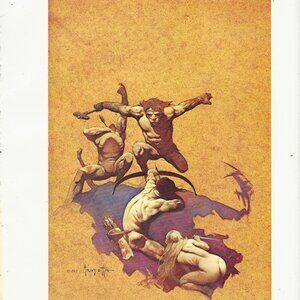 vintage Frank Frazetta 11" x 9" Book Plate Print - Land of Terror